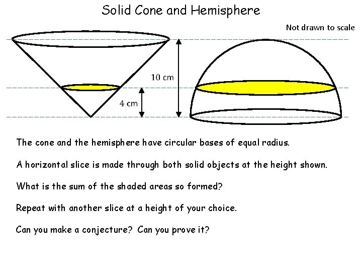 Solid Cone and Hemisphere Not drawn to scale The cone and the hemisphere have