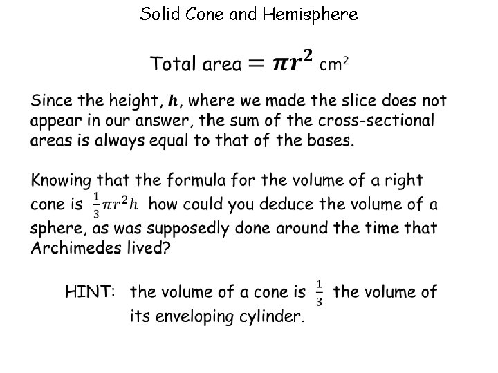 Solid Cone and Hemisphere 