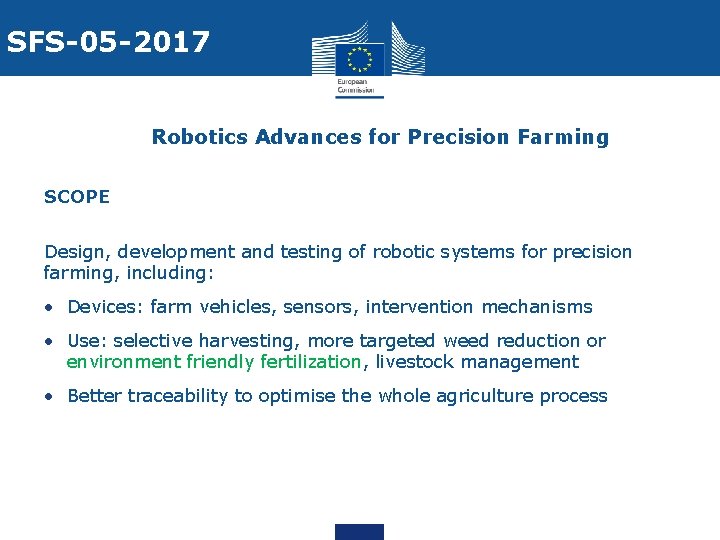 SFS-05 -2017 Robotics Advances for Precision Farming SCOPE Design, development and testing of robotic