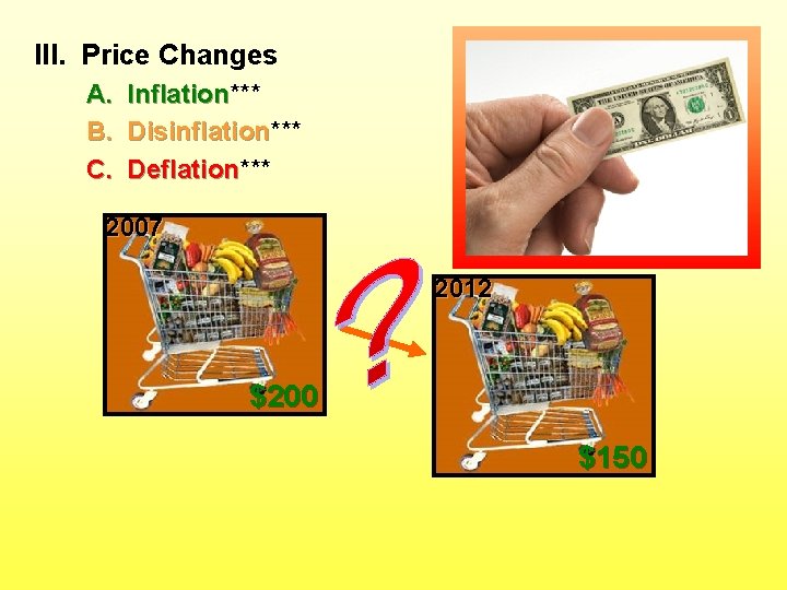 III. Price Changes A. Inflation*** Inflation B. Disinflation*** Disinflation C. Deflation*** Deflation 2007 2012