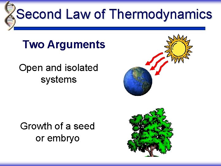 Second Law of Thermodynamics Two Arguments Open and isolated systems Growth of a seed