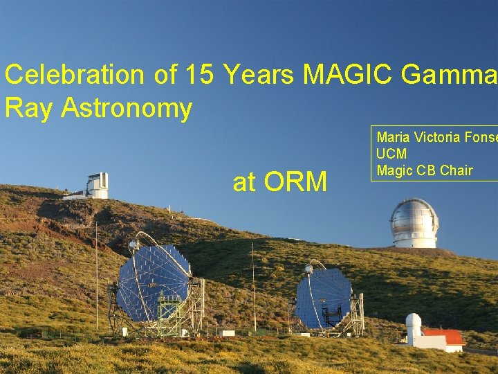 Celebration of 15 Years MAGIC Gamma Ray Astronomy at ORM 11 / 03 /