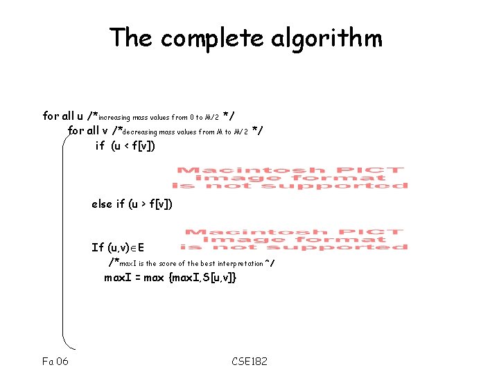 The complete algorithm for all u /*increasing mass values from 0 to M/2 */