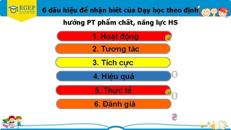 6 dấu hiệu để nhận biết của Dạy học theo định hướng PT phẩm