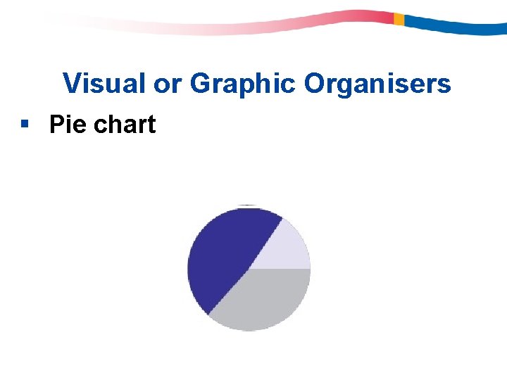 Visual or Graphic Organisers § Pie chart Visual or Graphic Organisers § Pie chart