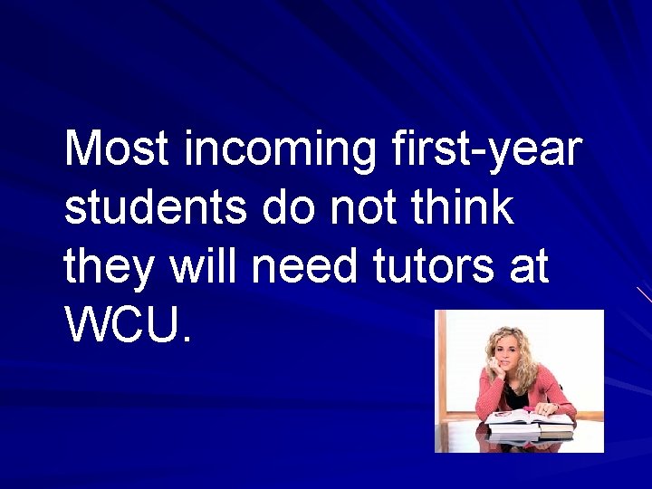 Most incoming first-year students do not think they will need tutors at WCU. 