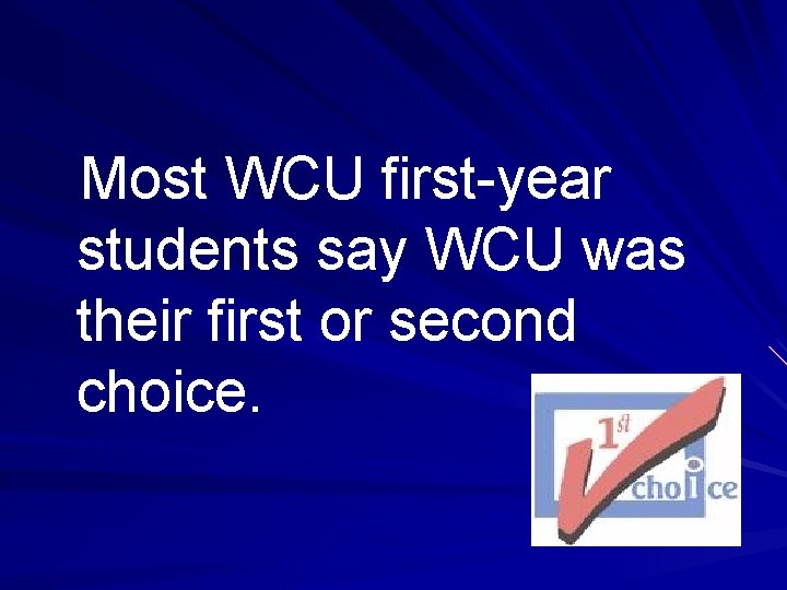 Most WCU first-year students say WCU was their first or second choice. 