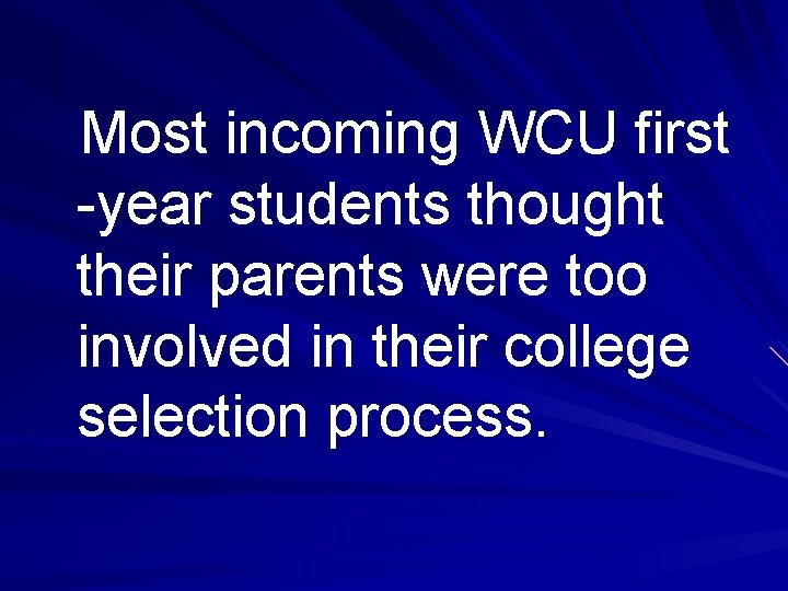 Most incoming WCU first -year students thought their parents were too involved in their