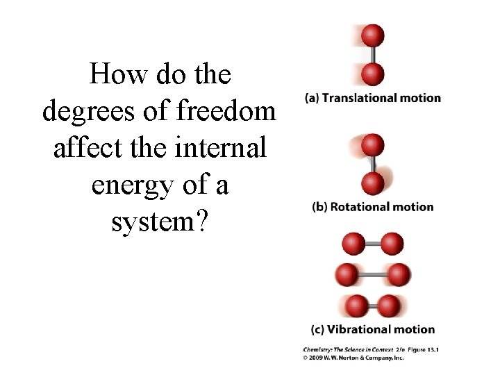 How do the degrees of freedom affect the internal energy of a system? 