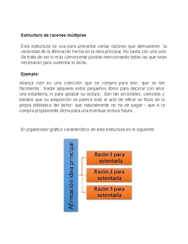 Estructura de razones múltiples Esta estructura se usa para presentar varias razones que demuestren