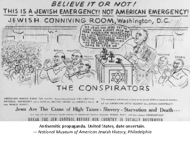 Antisemitic propaganda. United States, date uncertain. — National Museum of American Jewish History, Philadelphia