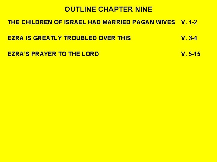 OUTLINE CHAPTER NINE THE CHILDREN OF ISRAEL HAD MARRIED PAGAN WIVES V. 1 -2