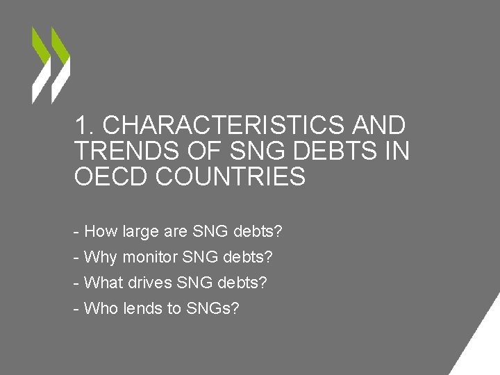 1. CHARACTERISTICS AND TRENDS OF SNG DEBTS IN OECD COUNTRIES - How large are