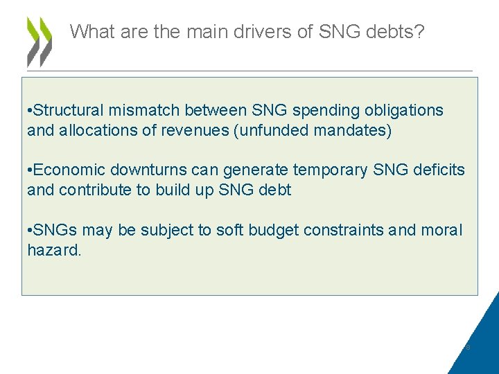 What are the main drivers of SNG debts? • Structural mismatch between SNG spending