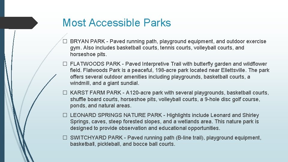 Most Accessible Parks BRYAN PARK Paved running path