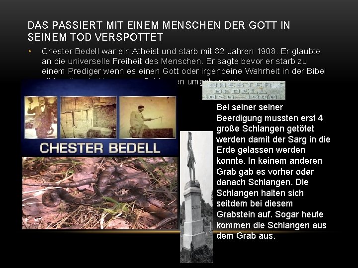 DAS PASSIERT MIT EINEM MENSCHEN DER GOTT IN SEINEM TOD VERSPOTTET • Chester Bedell