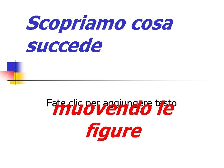Scopriamo cosa succede muovendo le figure Fate clic per aggiungere testo Scopriamo cosa succede muovendo le figure Fate clic per aggiungere testo