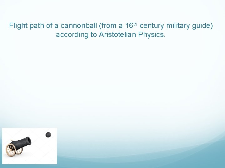 Flight path of a cannonball (from a 16 th century military guide) according to