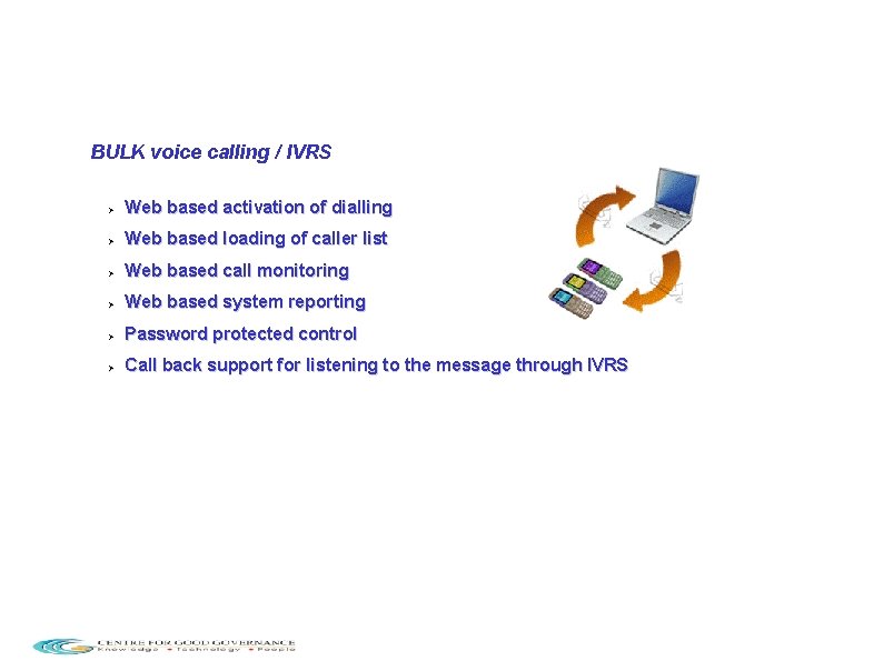 BULK voice calling / IVRS Web based activation of dialling Web based loading of