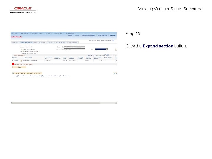 Viewing Voucher Status Summary Step 15 Click the Expand section button. 
