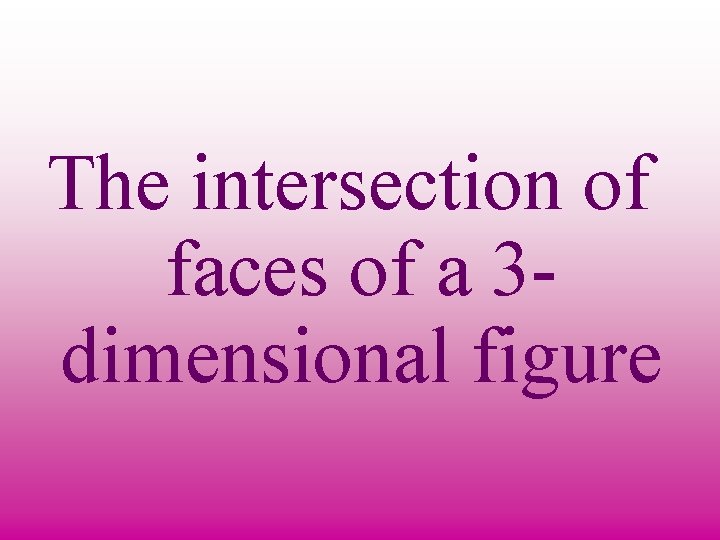 The intersection of faces of a 3 dimensional figure 