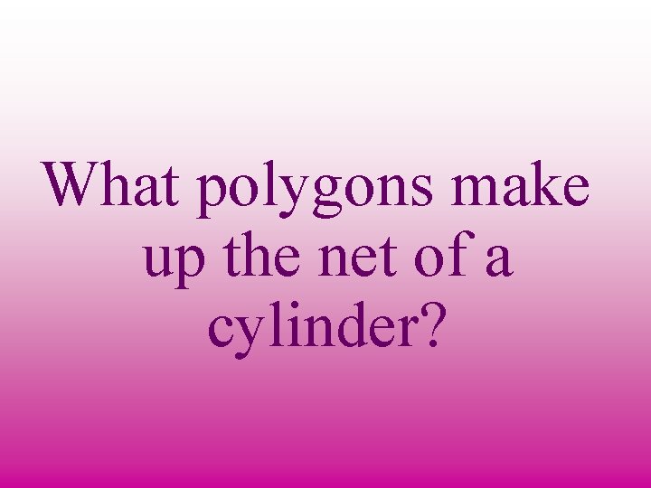 What polygons make up the net of a cylinder? 