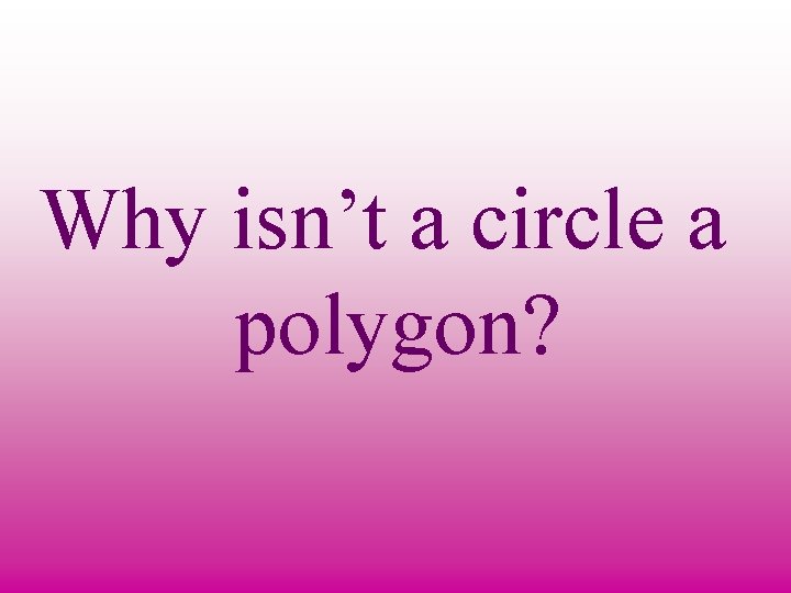 Why isn’t a circle a polygon? 