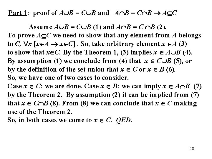 Part 1: proof of A B = C B and A B = C