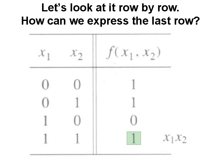 Let’s look at it row by row. How can we express the last row?