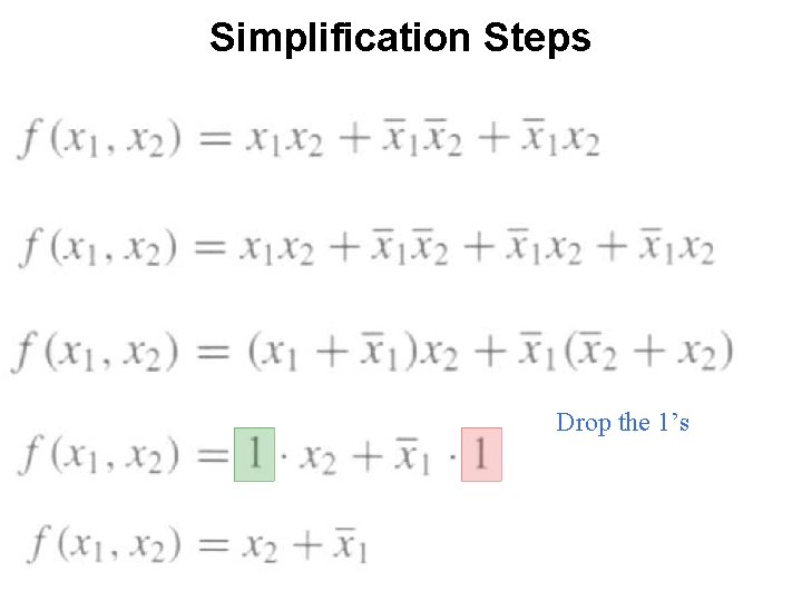 Simplification Steps Drop the 1’s 