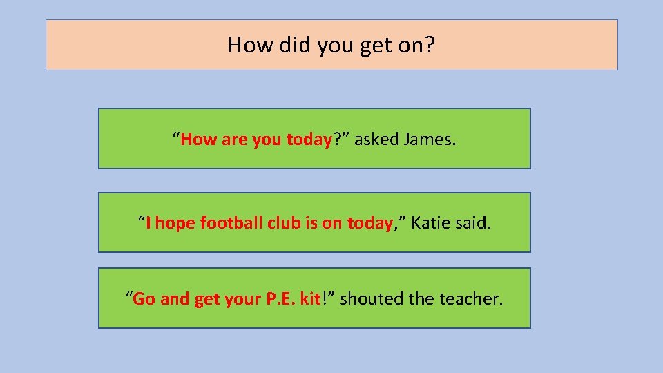 How did you get on? “How are you today? ” asked James. “I hope