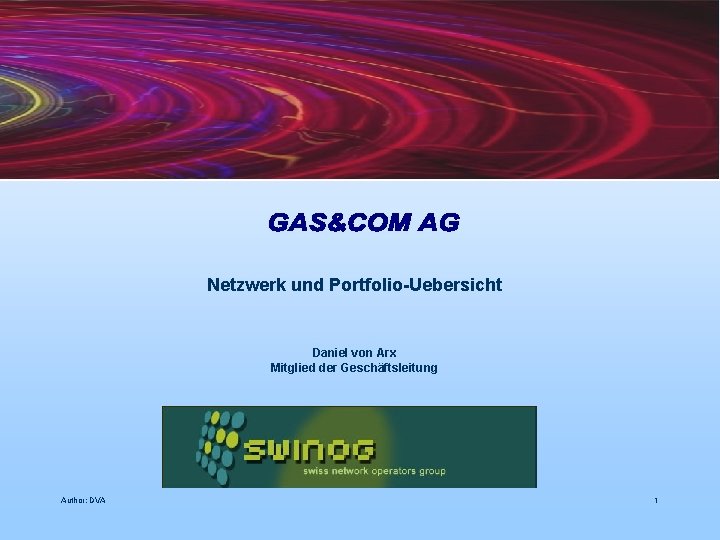 Netzwerk und Portfolio-Uebersicht Daniel von Arx Mitglied der Geschäftsleitung Author: DVA 1 