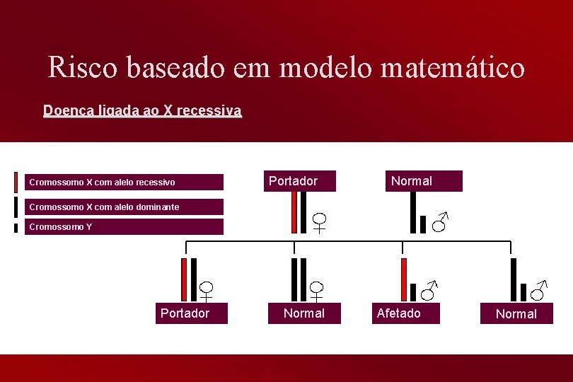 Risco baseado em modelo matemático Doença ligada ao X recessiva Cromossomo X com alelo