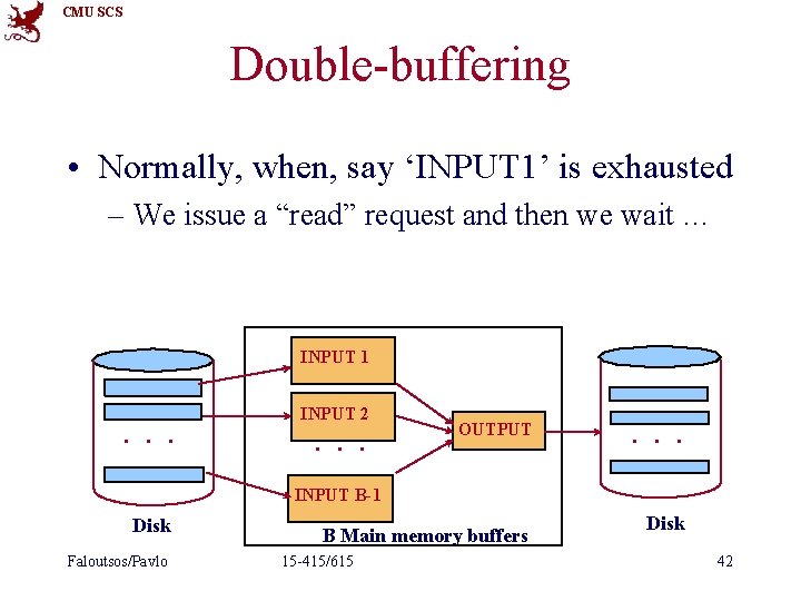 CMU SCS Double-buffering • Normally, when, say ‘INPUT 1’ is exhausted – We issue