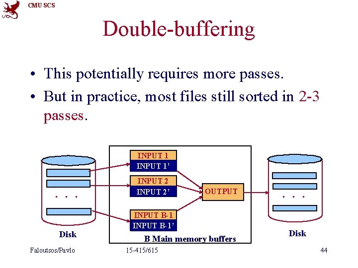 CMU SCS Double-buffering • This potentially requires more passes. • But in practice, most