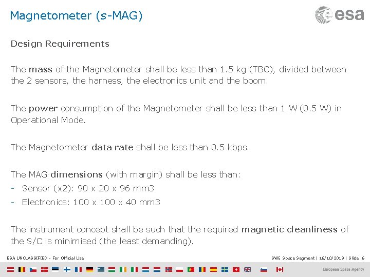 Magnetometer (s-MAG) Design Requirements The mass of the Magnetometer shall be less than 1.