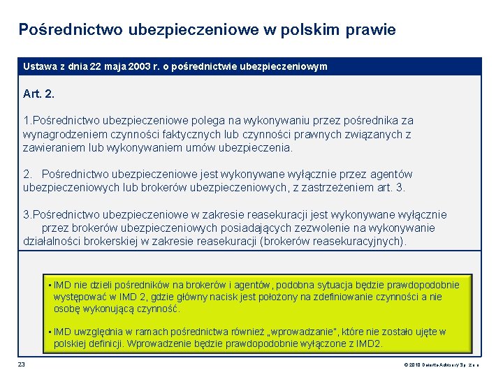 Pośrednictwo ubezpieczeniowe w polskim prawie Ustawa z dnia 22 maja 2003 r. o pośrednictwie