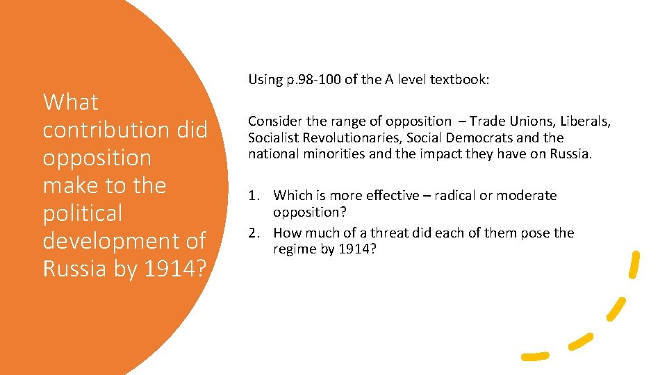 What contribution did opposition make to the political development of Russia by 1914? Using