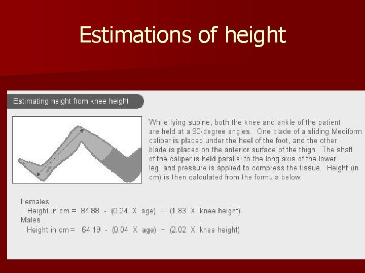 Estimations of height 