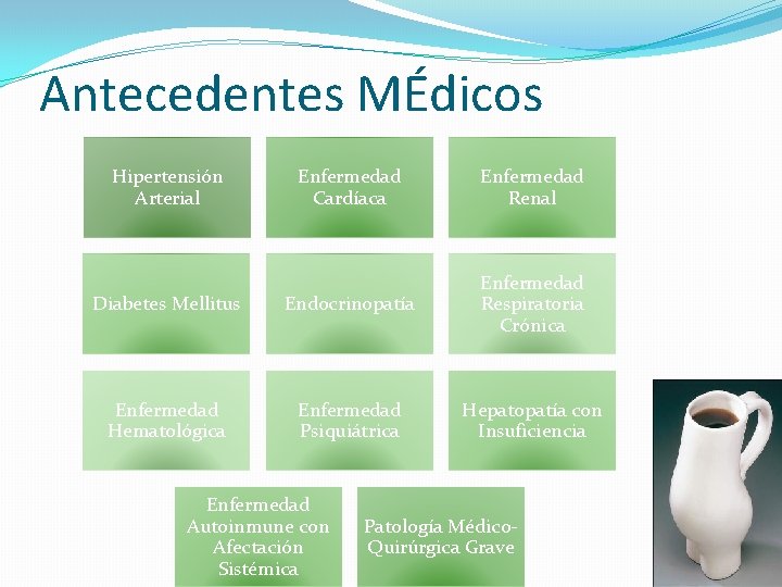 Antecedentes MÉdicos Hipertensión Arterial Enfermedad Cardíaca Enfermedad Renal Diabetes Mellitus Endocrinopatía Enfermedad Respiratoria Crónica