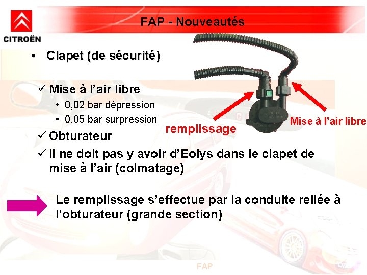 FAP - Nouveautés • Clapet (de sécurité) ü Mise à l’air libre • 0, FAP - Nouveautés • Clapet (de sécurité) ü Mise à l’air libre • 0,