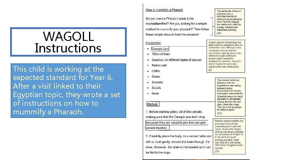 WAGOLL Instructions This child is working at the expected standard for Year 6. After WAGOLL Instructions This child is working at the expected standard for Year 6. After
