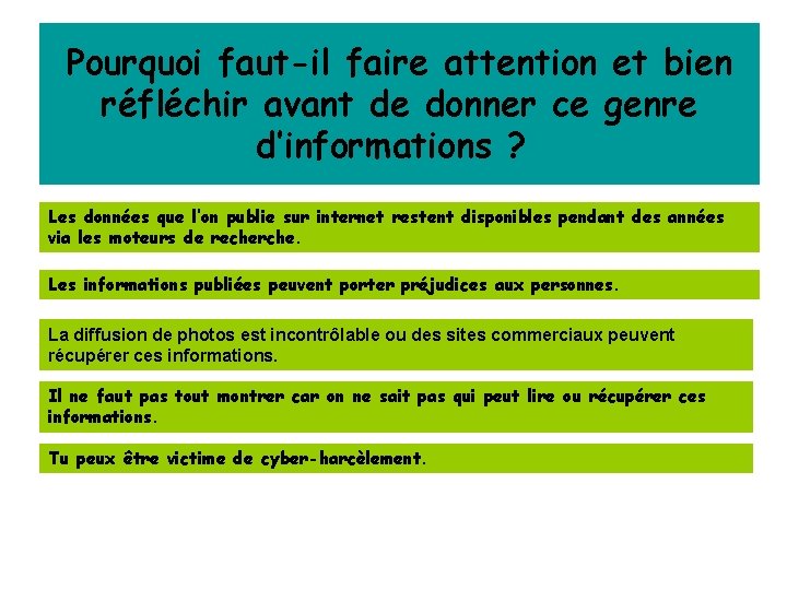 Pourquoi faut-il faire attention et bien réfléchir avant de donner ce genre d’informations ?