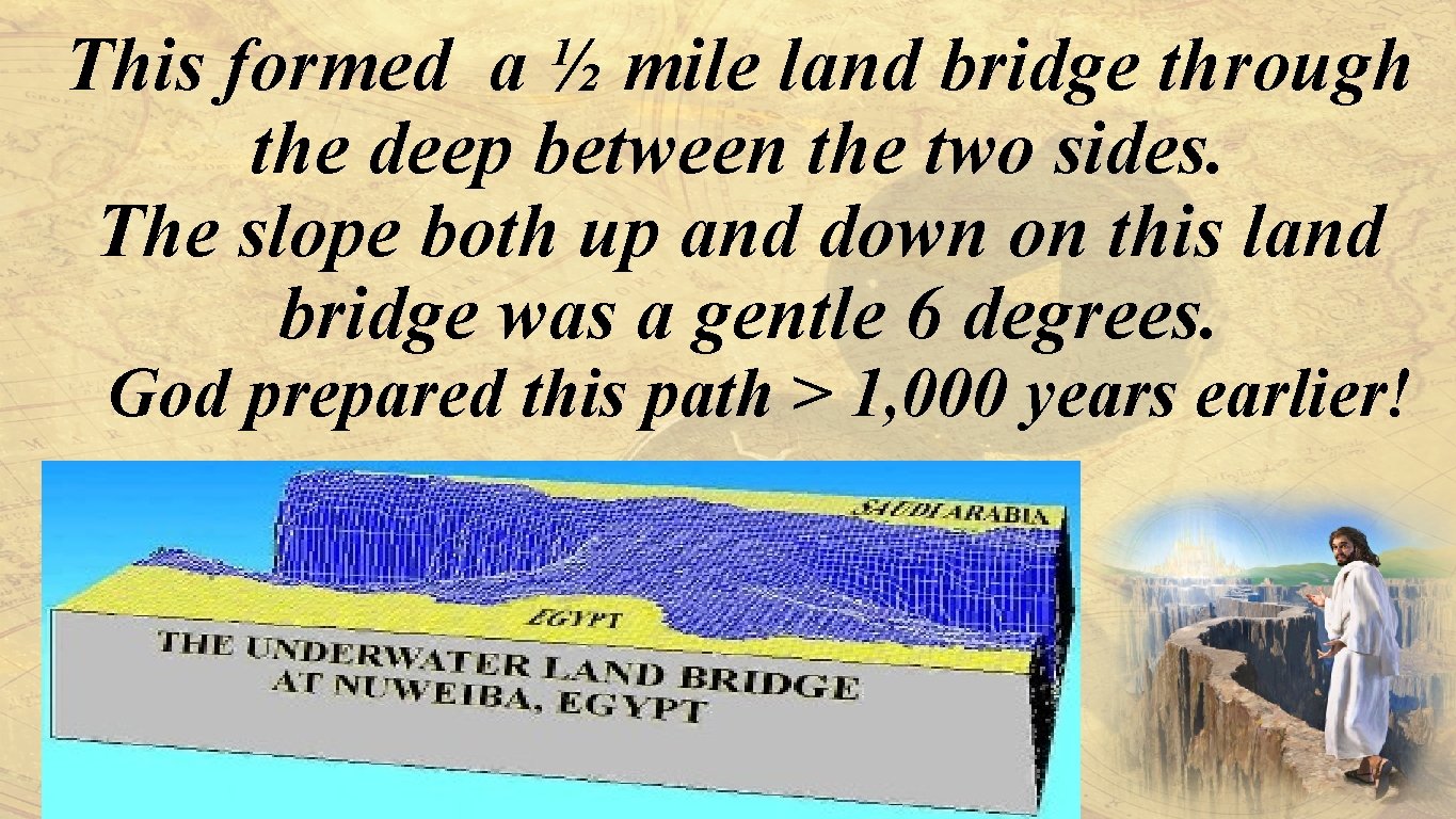 This formed a ½ mile land bridge through the deep between the two sides.