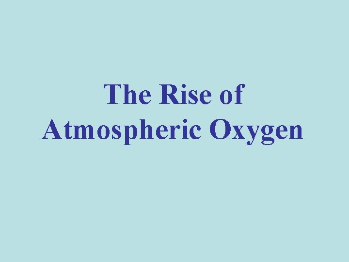 The Rise of Atmospheric Oxygen 