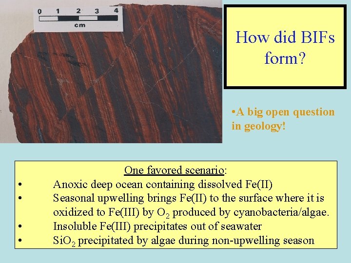 How did BIFs form? • A big open question in geology! • • One