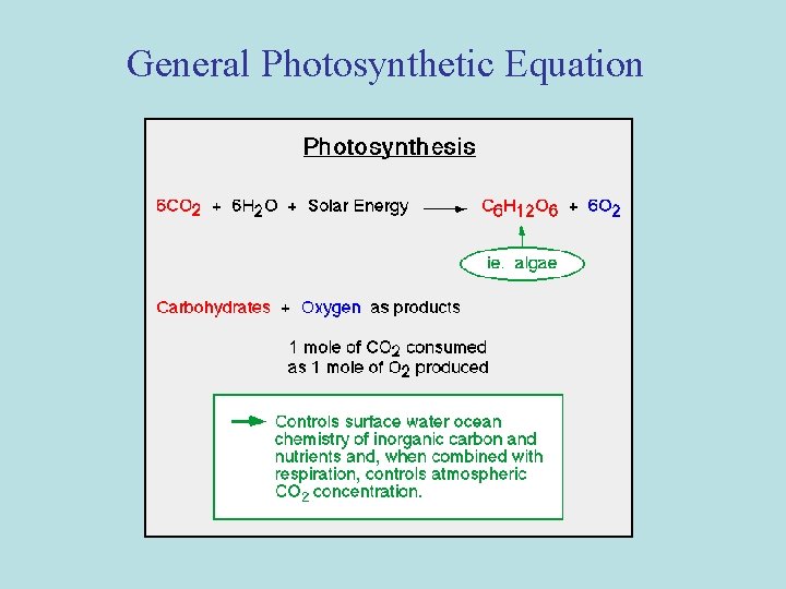 General Photosynthetic Equation 