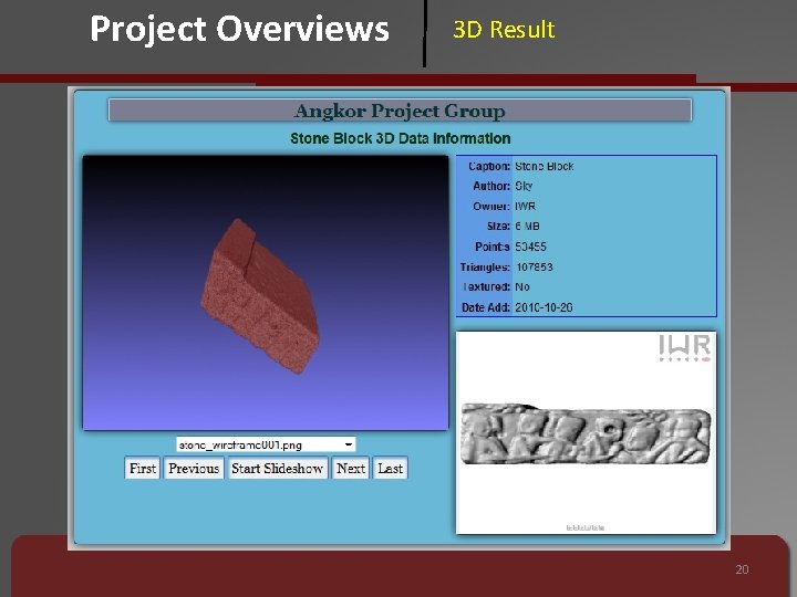Project Overviews 3 D Result 20 