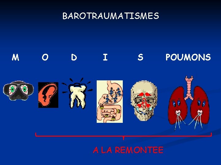 BAROTRAUMATISMES M O D I S A LA REMONTEE POUMONS BAROTRAUMATISMES M O D I S A LA REMONTEE POUMONS