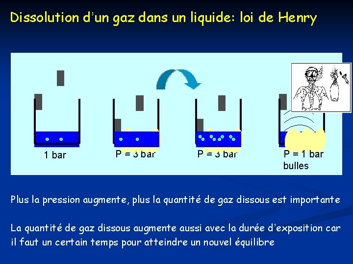 Dissolution d’un gaz dans un liquide: loi de Henry 1 bar P = 3 Dissolution d’un gaz dans un liquide: loi de Henry 1 bar P = 3